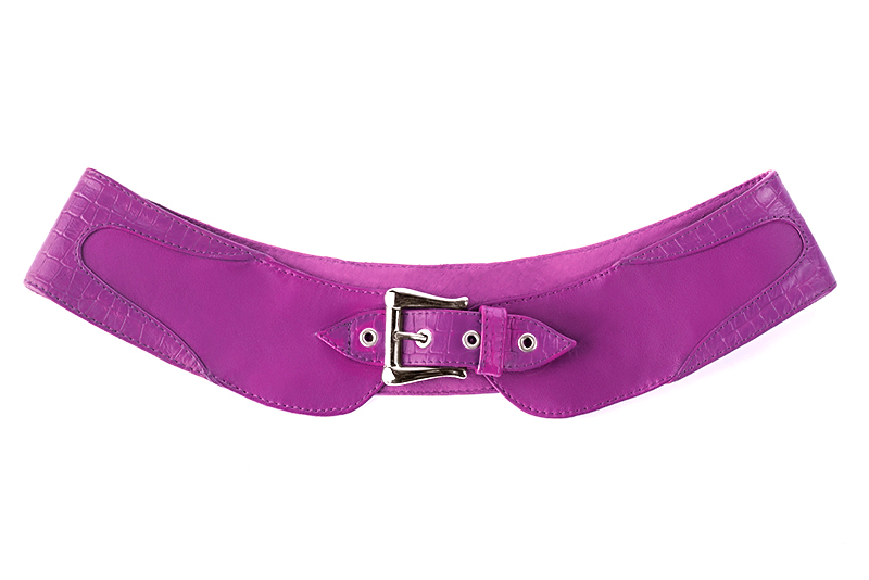 Mauve purple women's dress handbag, matching pumps and belts. Rear view - Florence KOOIJMAN